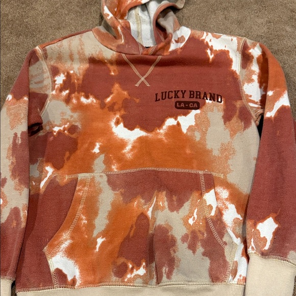 Lucky Brand Other - Lucky Brand Tie-Dye Kids Hoodie in Orange and Cream